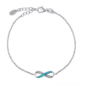 Strieborný náramok INFINITY - Rivers s modrým syntetickým opálom a Brilliance Zirconia