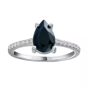 Strieborný prsteň Steffi s pravým safírom a Brilliance Zirconia veľkosť obvod 62 mm