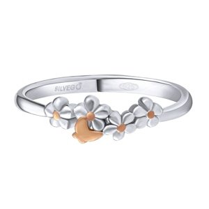 Strieborný prsteň Hestia pozlátený ružovým zlatom veľkosť obvod 49 mm