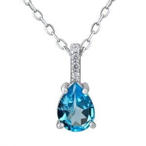 Strieborný náhrdelník Steffi s prírodným Topazom a Brilliance Zirconia 42 + 5 cm