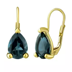 Zlaté náušnice Babette zo žltého zlata s prírodným London Blue Topaz