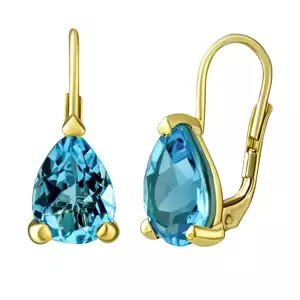 Zlaté náušnice Babette zo žltého zlata s prírodným Swiss Blue Topaz
