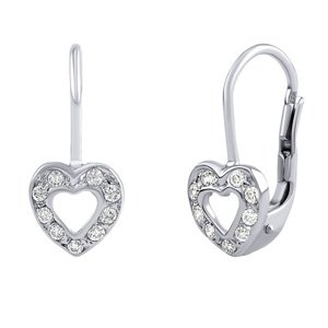 Strieborné náušnice srdiečka pre deti so Swarovski® Zirconia