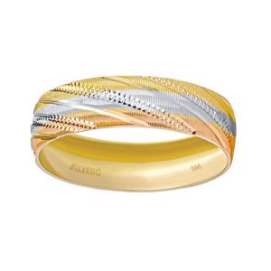 Zlatý snubný prsteň Annissa s ručným rytím biele, žlté a ružové zlato veľkosť obvod 53 mm