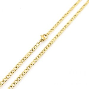 Pozlátený náhrdelník CURB PANCR z chirurgickej ocele 3 mm variant 50 cm