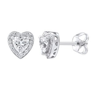 Strieborné náušnice srdce so Swarovski® Zirconia