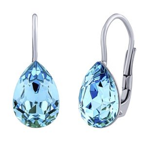 Akvamarínové strieborné náušnice so Swarovski® Crystals kvapka