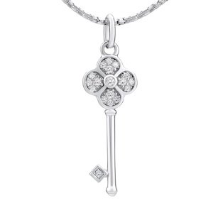Strieborný prívesok KĽÚČ so Swarovski® Zirconia