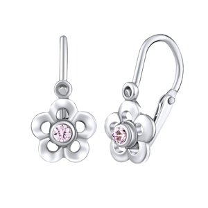 Silvego Náušničky pre deti zo striebra so Swarovski® Zirconia vo farbe svetlo ružovej SILVEGOB70164LP