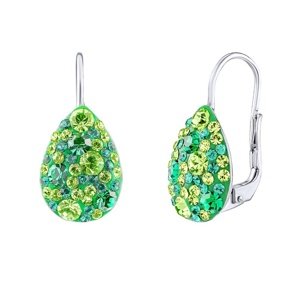 Strieborné náušnice kvapky so Swarovski® Crystals svetlo a tmavo zelené a číre
