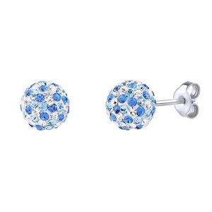 Strieborné náušnice kôstky Odette guličky 8 mm so Swarovski® Crystals tmavo modrá dámske aj detské