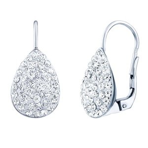 Strieborné náušnice kvapky so Swarovski® Crystals číre