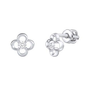 Strieborné náušnice kvietky Danielle s čírym Brilliance Zirconia dámske aj detské