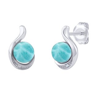 Strieborné náušnice Geonna s prírodným larimarom a Brilliance Zirconia