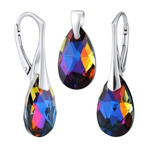 Strieborný set so Swarovski® Crystals kvapka VOLCANO