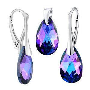 Strieborná súprava so Swarovski® Crystals kvapka HELIOTROPE