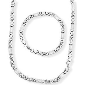 Ewena Pánsky náhrdelník s náramkom z chirurgickej ocele, grécky kľúč KA281