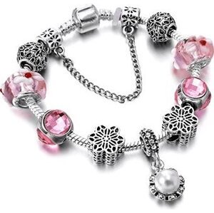 Silver Star Náramok – pink perla-1 – 19 cm