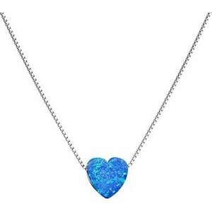 EVOLUTION GROUP Strieborný náhrdelník so syntetickým opálom modré srdce 12048.3 (Ag, 925/1000, 1,0 g)