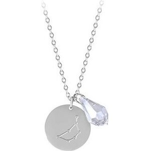 TROLI Oceľový náhrdelník Panna so zirkónom (retiazka, 2× prívesok)