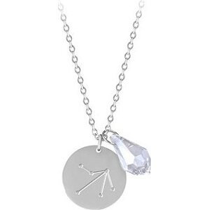 TROLI Oceľový náhrdelník Strelec so zirkónom (retiazka, 2× prívesok)