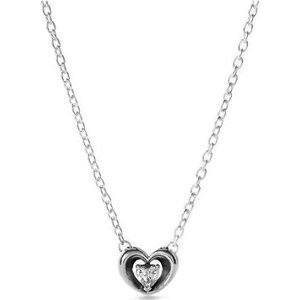PANDORA Náhrdelník s príveskom strieborného srdca s kameňom 392494C01-45 (Ag 925/1000, 3,75 g)