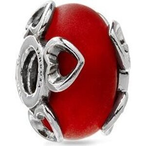PANDORA Červené matné Murano sklo a srdce 792497C01