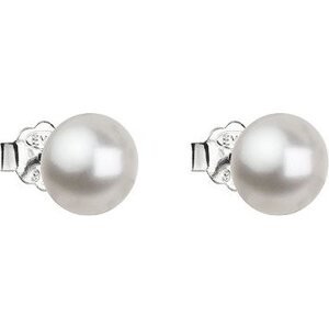 Biela náušnica perla dekorovaná krištáľmi Swarovski 31142.1 (925/1000, 0,9 g)
