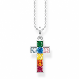 THOMAS SABO náhrdelník Cross colourful stones silver KE2166-477-7-L45V