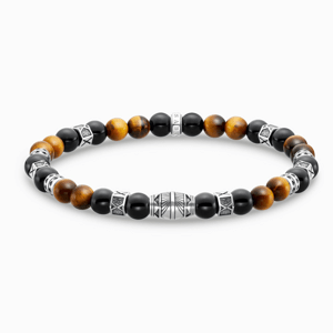 THOMAS SABO strieborný náramok Black onyx and tiger's eye A2087-507-7
