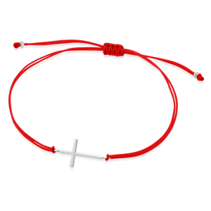 SOFIA červená šnúrka so strieborným krížikom WEW0546-J-RED