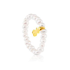 TOUS perlový prsteň so zlatým medvedíkom Pearls 517095030