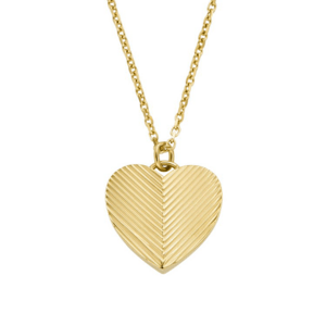 FOSSIL náhrdelník Harlow Linear Texture Heart Gold-Tone FOJF04652710
