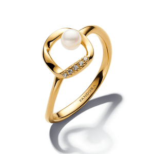 PANDORA ESSENCE pozlátený prsteň s perlou 163831C01