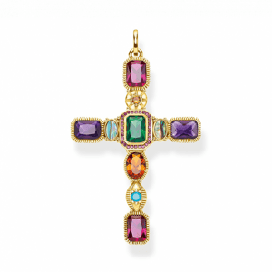 THOMAS SABO prívesok Cross colourful stones gold PE859-295-7