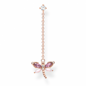 THOMAS SABO kusová náušnica Dragonfly with stones rose gold H2187-321-7
