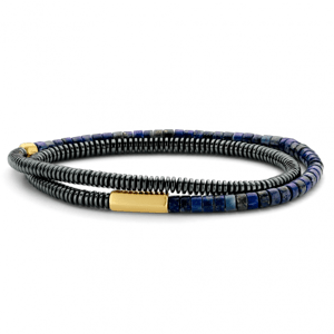 FRANK 1967 pánsky náramok lapis lazuli a hematit FR7FB-0496