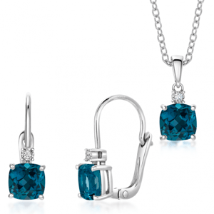 SOFIA zlatý set prívesok a náušnice london blue topás GEMBO29502-16+GEMPD29501-30