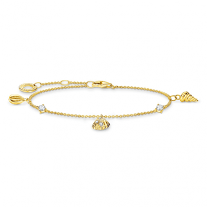 THOMAS SABO strieborný náramok Shells and white stones gold A2060-414-14-L19V