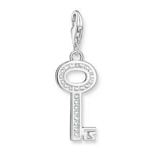 THOMAS SABO strieborný prívesok charm Key white stones silver 0010-051-14