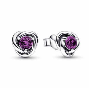 PANDORA náušnice Eternity kruh fialovej farby 292334C02
