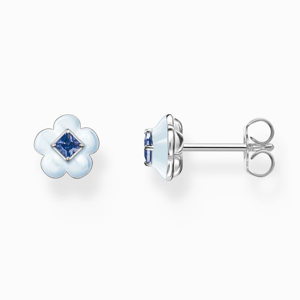THOMAS SABO náušnice Flower with blue stone H2269-496-1