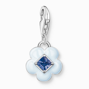 THOMAS SABO strieborný prívesok charm Flower with blue stone 1916-496-1