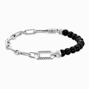 THOMAS SABO náramok Black onyx and chain links A2088-507-11