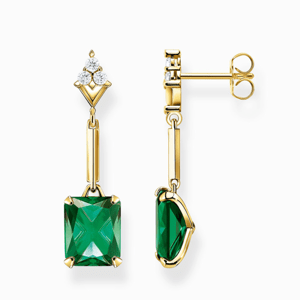 THOMAS SABO náušnice Green and white stones gold H2177-971-6