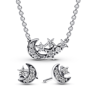PANDORA set náhrdelník a náušnice Mesiac a hviezda 392991C01-45-292990C01