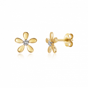 SOFIA DIAMONDS zlaté náušnice kvety s diamantom 0,01 ct GEMBO24092-15
