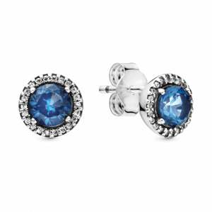 PANDORA Modré okrúhle puzetkové náušnice 296272C01