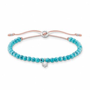 THOMAS SABO šnúrkový náramok Turquoise pearls with white stone A1987-905-17-L20v