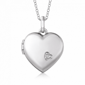 SOFIA DIAMONDS strieborný medailón srdiečko s diamantom 0,005 ct HNP41095-RO